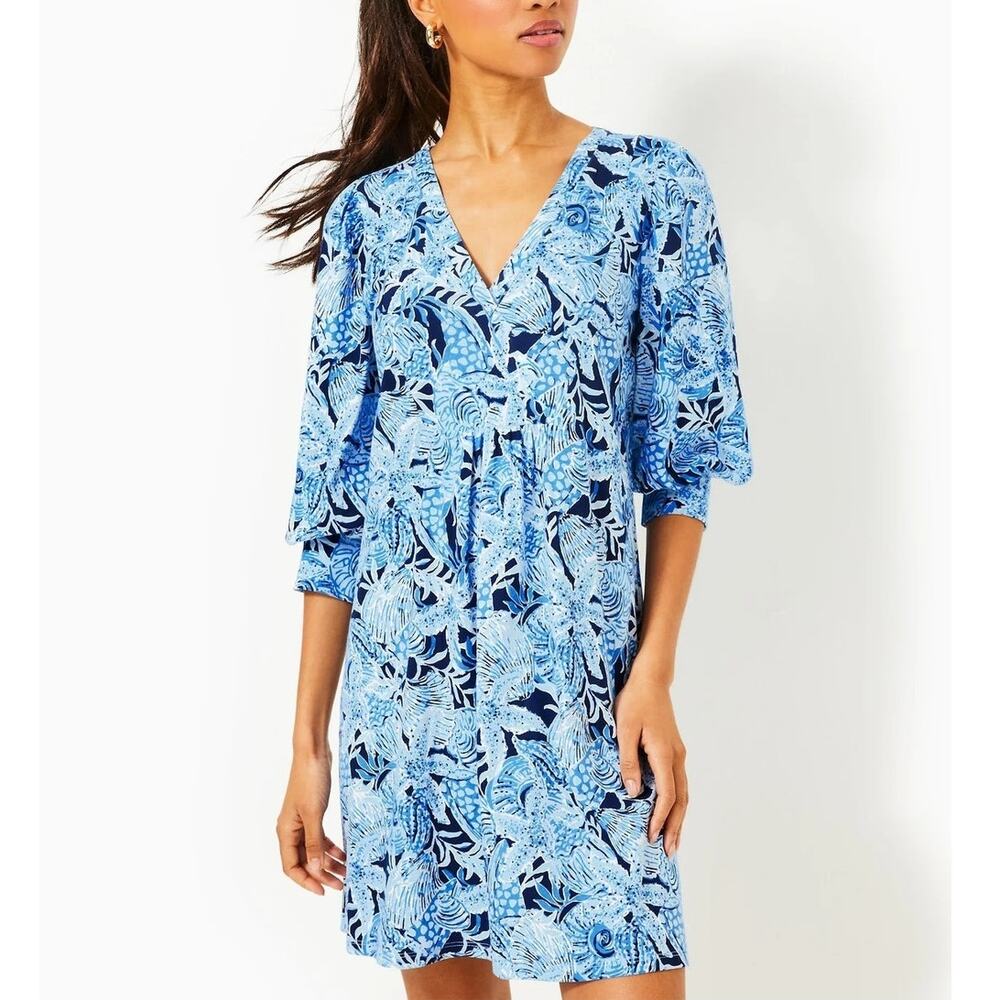 NWOT Lilly Pulitzer Cass Mini Dress Bonaire Blue Coastal Constellation Womens -S